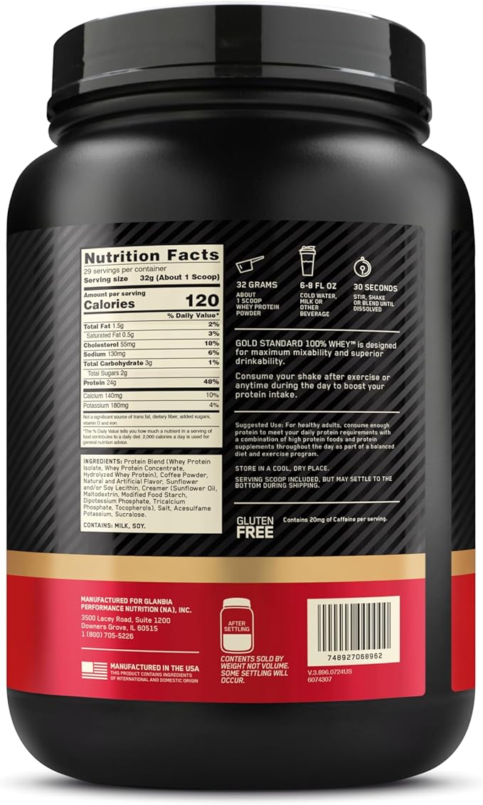 Optimum Nutrition New Flavor Gold Standard 100% Whey Protein Powder Caramel Macchiato 2 Pound (Pack of 1) (Packaging May Vary)