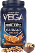 Vega Sport Vegan Protein Powder + Recovery - 30g Plant Based Protein per Serving Peanut Butter 19 Servings 5g BCAAs Probiotics NSF Certified for Shakes &amp Smoothies 1.8lbs (Packaging May Var