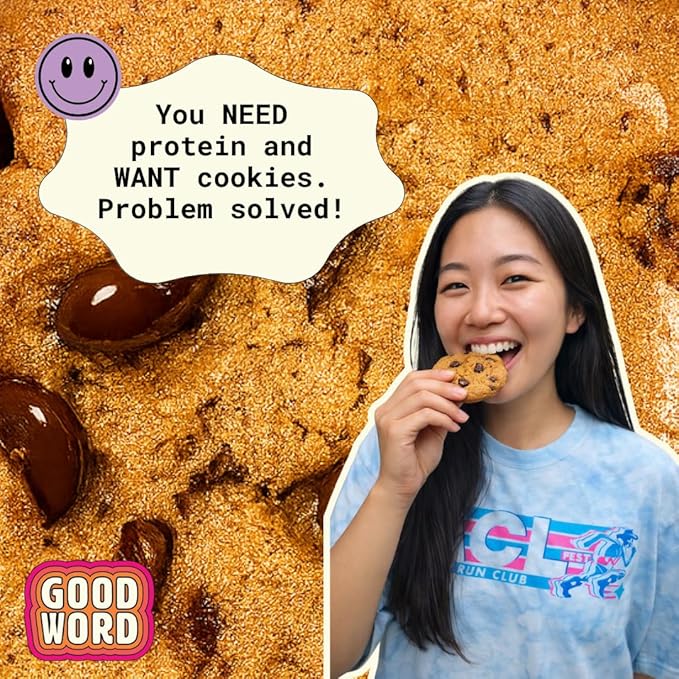 Chocolate Chip Protein Cookie Soft &amp Chewy High Protein Snack Gluten-Free Grain-Free Dairy-Free No Seed Oils No Refined Sugars Made with Almond Butter &amp Collagen 12-Pack
