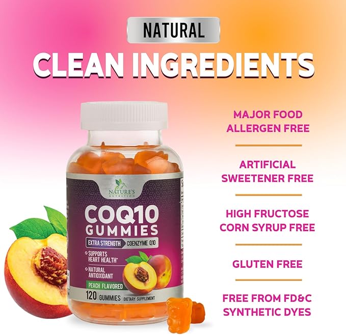 CoQ10 Gummies 100mg Per Serving - 3X Strength High Absorption Antioxidant Supplement for Heart Health Support &amp Energy Production Ultra Coenzyme Q10 Vitamins Coq 10 Supplements - 120 Gummies