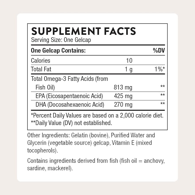 THORNE - Super EPA - Omega-3 Fish Oil Supplement with EPA &amp DHA from Sustainably Sourced Fish - Supports Brain Skin Joint &amp Heart Health* - Third-Party Certified - Gluten &amp Dairy-Free -