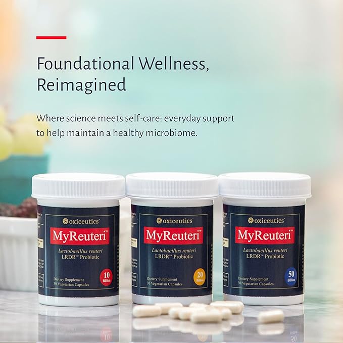 MyReuteri™ 50 Billion CFU Probiotic – Intensive-Strength L. reuteri LRDR™ + FOS Prebiotic – by Dr. William Davis – Makes Yogurt-Like Superfood – 30 Veg Capsules
