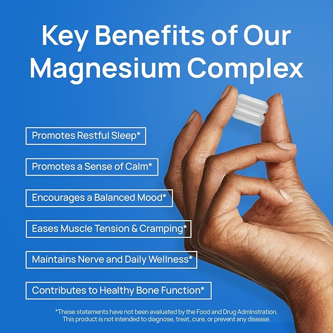 Selerb Magnesium Complex for Women and Men-GlycinateMalateCitrateOxide Supports Calm Sleep Muscle &amp Energy with D3 B6 Zinc Slippery Elm &amp DGL Gentle on Stomach 90 Capsules