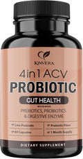 4-in-1 ACV Gut Formula – Apple Cider Vinegar Prebiotics &amp Probiotics Digestive Enzymes – Immune &amp Complete Digestion – 60 Veggie Capsules