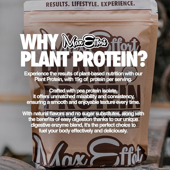 MAX EFFORT Plant Protein Powder 19 G Pea Protein Plant Based Gluten Free Low Carb Protein Shake or Smoothie Mix Meal Replacement No Whey No Sugar Substitutes Chocolate Peanut Butter 20 Srvg