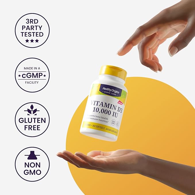 Healthy Origins Biotin 10000 mcg (USP Grade Non-GMO Gluten Free Hair Support Nail Support) 360 Veggie Caps