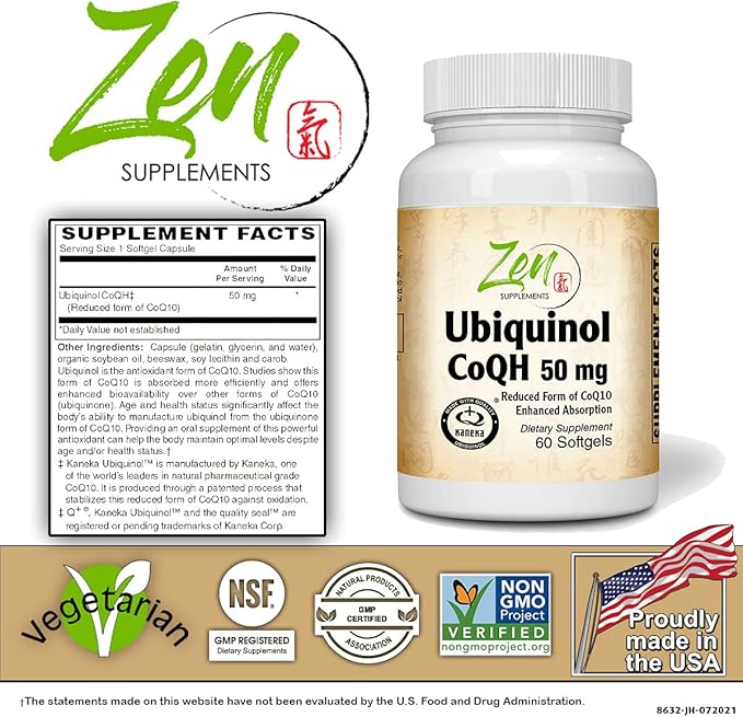 Zen Supplements Ubiquinol Coq H 50mg - 60-Softgel