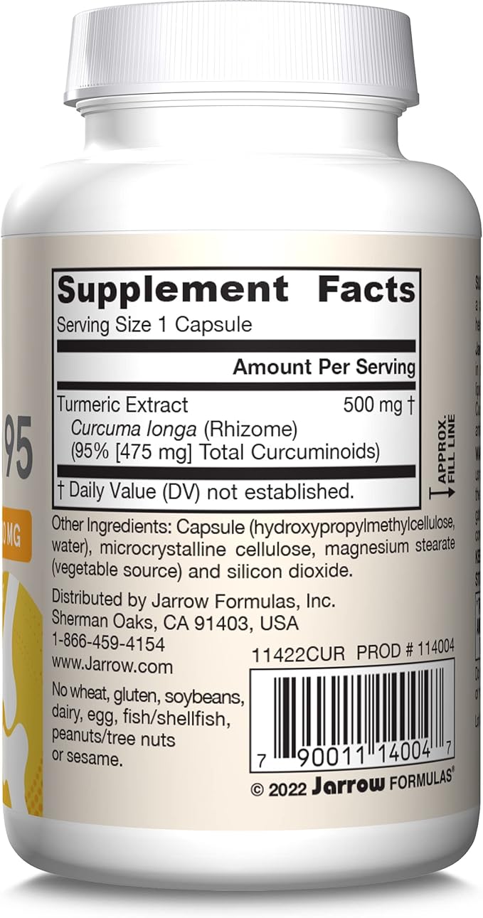 Jarrow Formulas Curcumin 95 Supplement - Turmeric Extract Supplement 500 mg for Antioxidant &amp Joint Support 60 Capsules