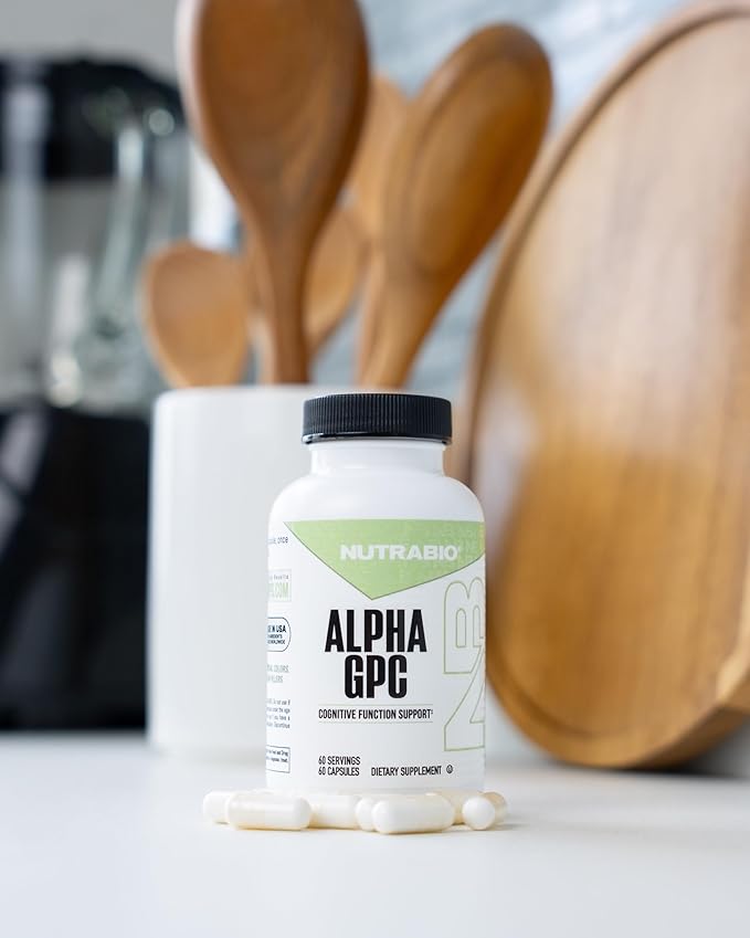 NutraBio Alpha GPC Brain Support &amp Improved Memory Function 300mg - 60 Vegetable Capsules