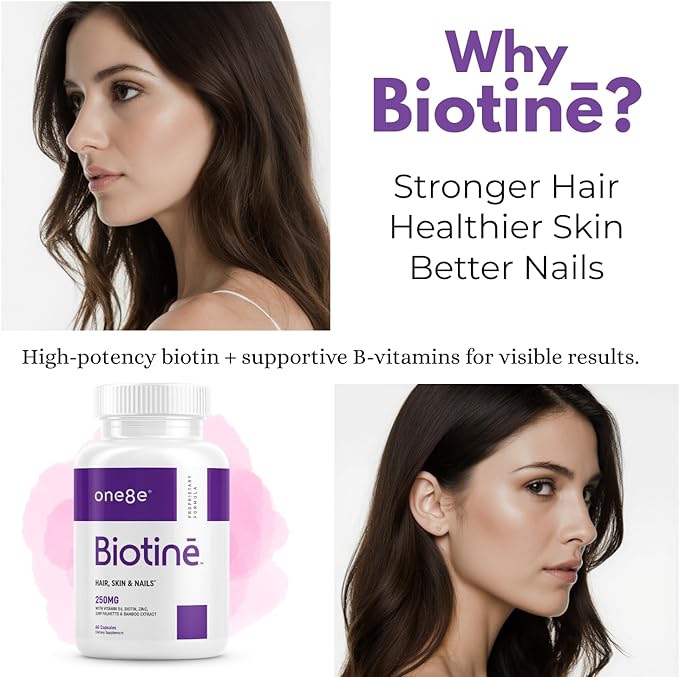 Biotinē 10000 mcg – Premium Biotin Formula with B‑Vitamins Zinc Magnesium &amp Botanical Blend – Supports Strong Hair Radiant Skin &amp Healthy Nails – 60 Capsules