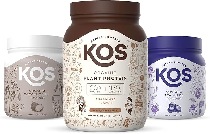 KOS Tropical Paradise Bundle (Plant-Based Chocolate Protein + Organic Acai Powder + Organic Coconut Milk Powder)