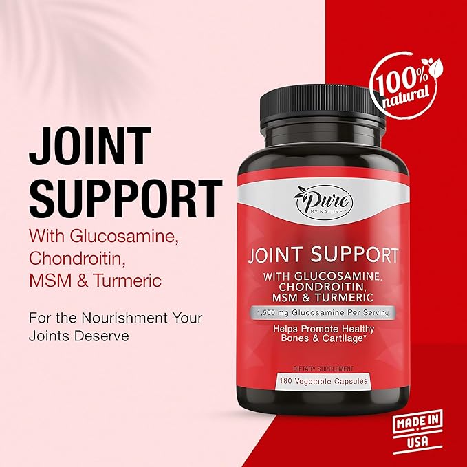 Pure By Nature Bundle of One Daily Multivitamin for Men 60 Capsules &amp Joint Support 180 Capsules Supplements Glucosamine Chondroitin Multi Vitamins &amp Minerals Supplement for Joint &amp Immun