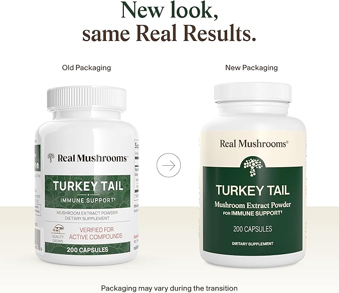 Real Mushrooms Turkey Tail Capsules – Organic Mushroom Extract for Daily Wellness Gut Harmony Energy Support – Vegan Non-GMO No Fillers – Turkey Tail Extract 200 Count Mushroom Supplement