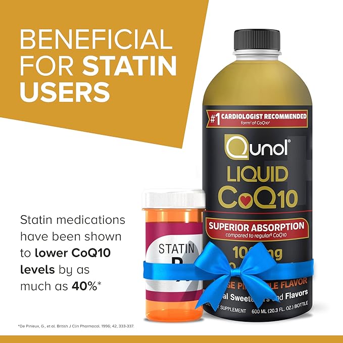 Qunol Liquid CoQ10 100mg Superior Absorption Natural Supplement Form of Coenzyme Q10 Antioxidant for Heart Health Orange Pineapple Flavored 60 Servings 20.3 oz Bottle