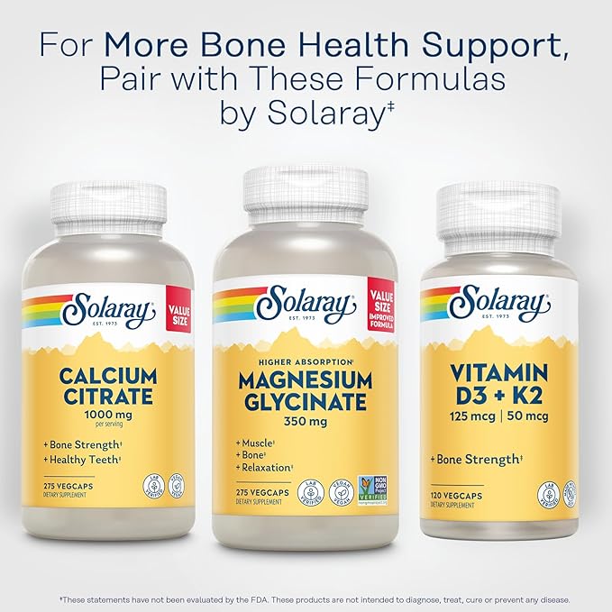 SOLARAY Magnesium Glycinate Capsules Chelated Magnesium Bisglycinate w/BioPerine Higher Absorption Magnesium Supplement - Bones Muscles Heart Support Vegan 68 Servings 275 VegCaps