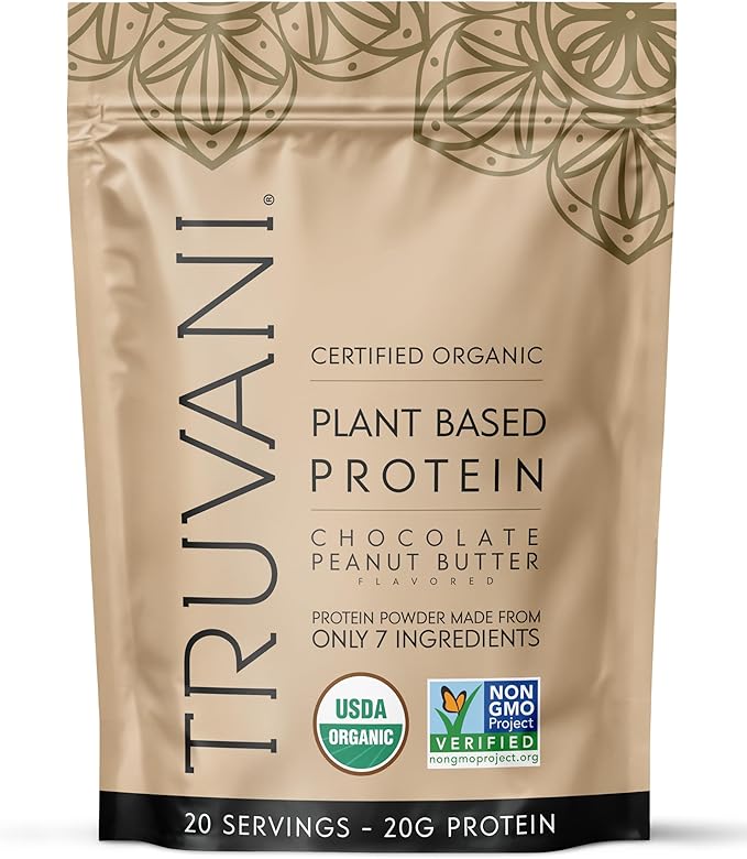 Truvani Dairy Free Protein Powder | Chocolate Peanut Butter | 20g Organic Plant Based Pea Protein | 20 Servings | Vegan Keto Gluten Free | Low Carb | No Added Sugar