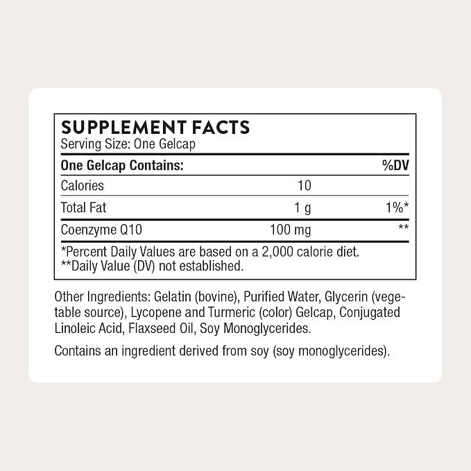 THORNE - CoQ10-100mg Optimally Absorbed Ubiquinone Supplement - Supports Heart Health Brain Function Cellular Energy Production &amp Healthy Aging* - Third-Party Certified - Gluten-Free - 60 Softge