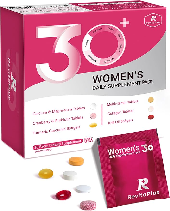 Multivitamin for Women with Vitamin ABCD3EK2Biotin CollagenKrill OilCranberries Supports EnergyWellnessBeauty and Immune - Vitamin Packs for Women Health 30 Packs