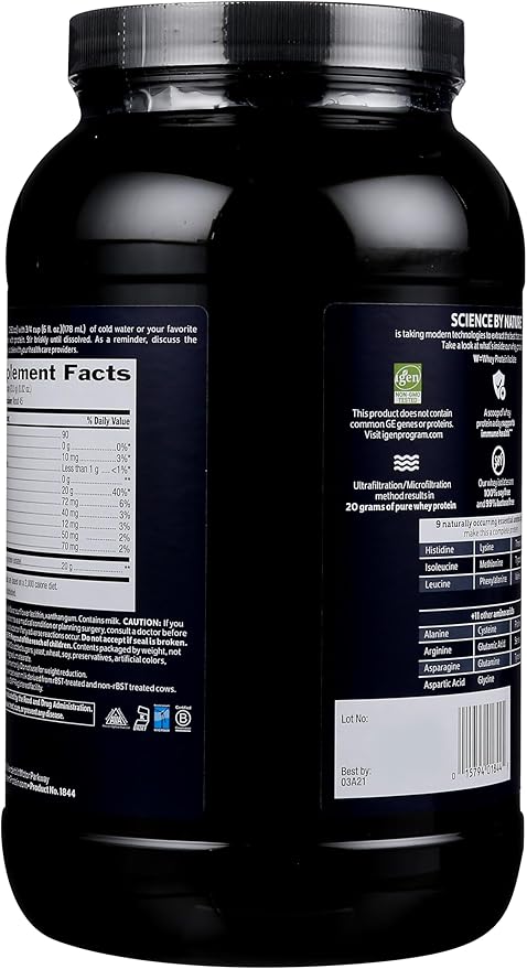 Biochem 100% Whey Isolate Protein - Natural Flavor - 20g of Protein - Pre &amp Post Workout - Meal Replacement - Keto-Friendly - Easily Digestible - Silky Smooth Taste - Easy to Mix (36.9 oz)
