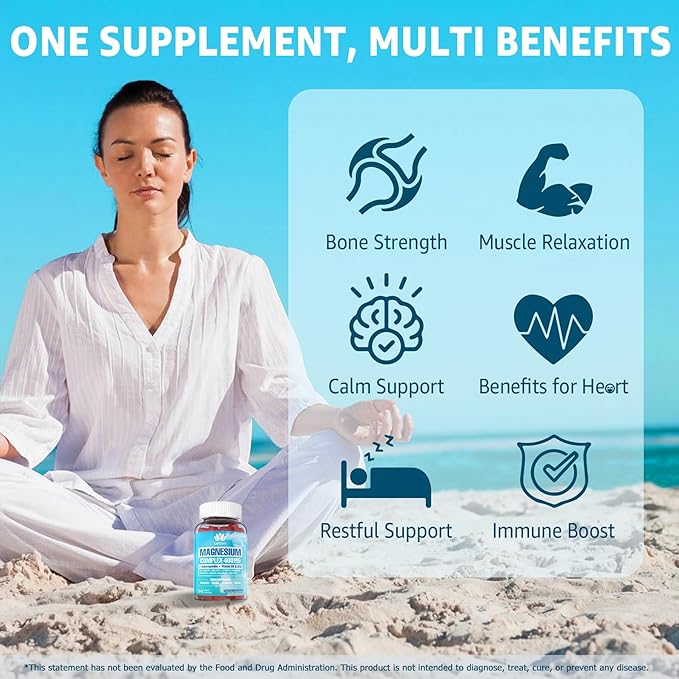 Sugar Free Magnesium Complex for Women Calm Magnesium Gummies for Adults 400mg Magnesium Glycinate Citrate Malate &amp More- Magnesium Gummy with Magnesium Ashwagandha D3 B12 for Relax Calm V