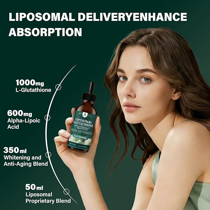Liposomal Glutathione Liquid Drops 2000mg – Antioxidant Support Liquid Supplement with 600mgAlpha Lipoic Acid &amp Hyaluronic Acid | Vegan Non-GMO Soy &amp Gluten Free (2 FL OZ(Pack of 1))
