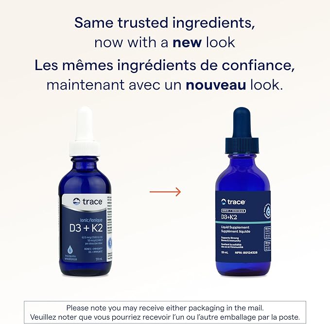 Trace Minerals | Liquid Ionic Vitamin D3 + K2 | 125 mcg (5000 IU) D3 100 mcg K2 | Concentrated Dietary Supplement | 2 fl oz. 296 Servings