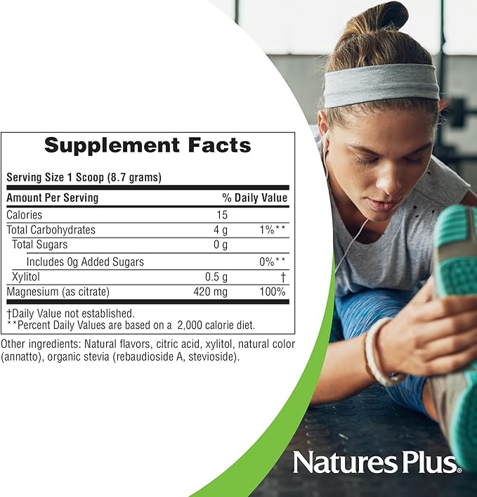 NaturesPlus KalmAssure Magnesium Powder - 1.15 lb - Orange Flavor - Supports Nerve and Muscle Relaxation - Non-GMO Gluten Free Vegan - 60 Servings