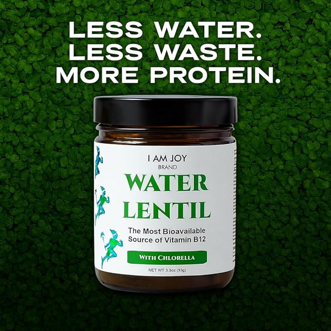 I Am Joy co. Water Lentil Protein Powder with Chlorella Plant Based Vegan Duckweed Rich in Natural B12 Vitamin Non GMO Gluten Free Sugar Free Sustainably Grown 3.3 oz ( 93g) Jar