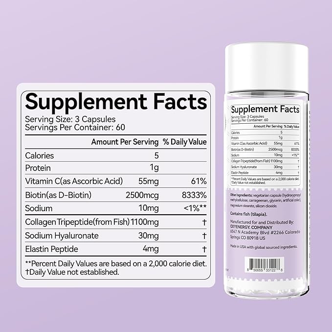 OxyEnergy NAD Supplement 1550 mg &amp Collagen Peptides Capsules
