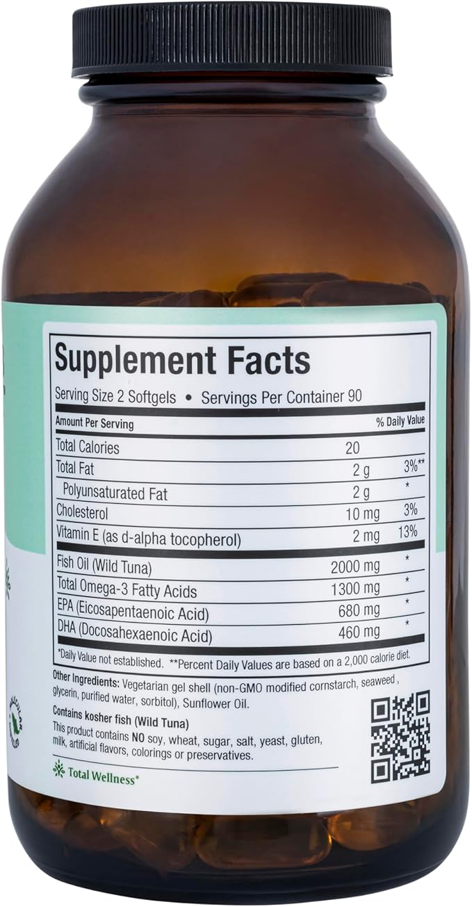 Omega 3 Fish Oil Supplement for Women and Men - Triple Strength 2000 mg Fish Oil with Omega 3 Fatty Acids Supplements Including EPA DHA - Support for Heart Brain &amp Joint Health Kosher 180 Softgel