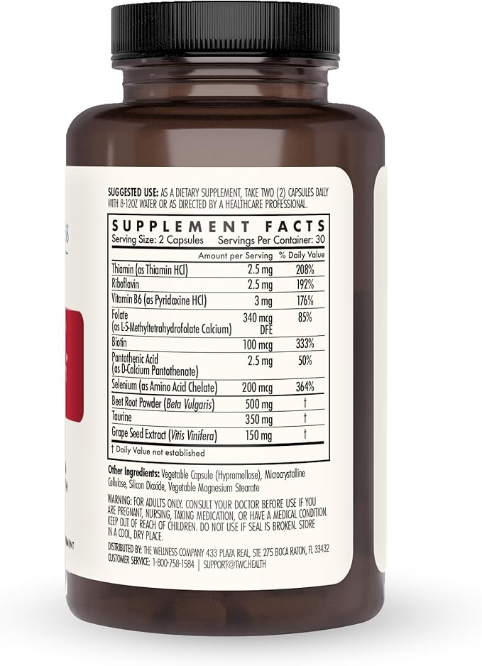 The Wellness Company Healthy Heart - Cardiovascular Strength Blood Flow Nitric Oxide Production &amp Healthy Cholesterol Levels | 60ct (1 Month Supply)