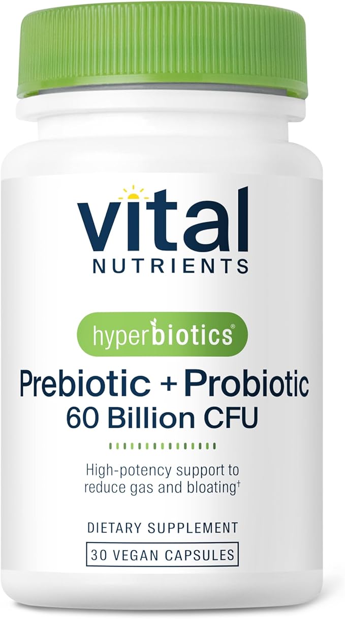 Hyperbiotics Vital Nutrients Prebiotic and Probiotic for Women and Men | 60 Billion CFU | Pre and Probiotics Supports Digestive Health Constipation Diarrhea Gas &amp Bloating* | 30 Vegan Capsules