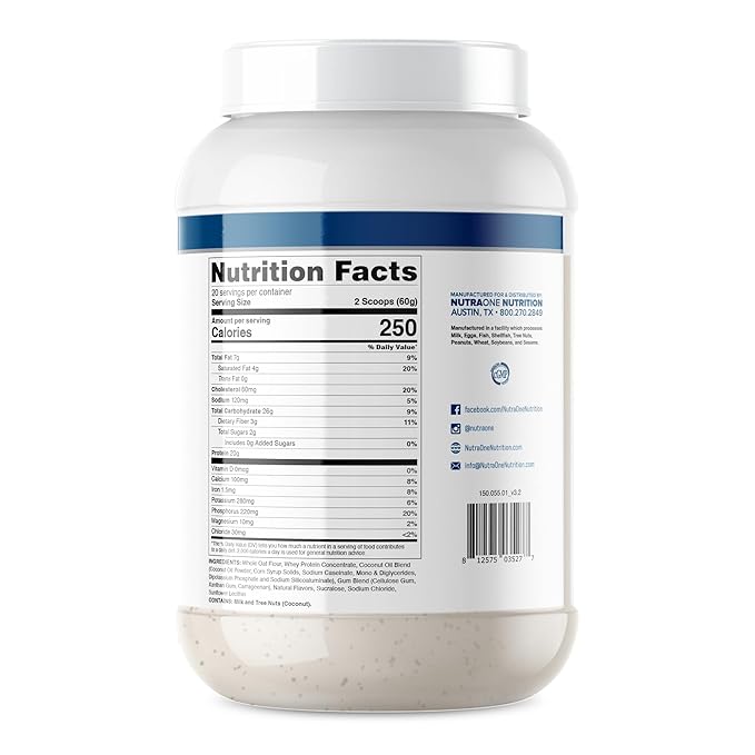 Real Meal by NutraOne - Perfect Meal Replacement Powder for Everyday Goals | Including Whey Protein Coconut Oil and Gluten-Free Oats* (Blueberry – 2.6 lbs.)