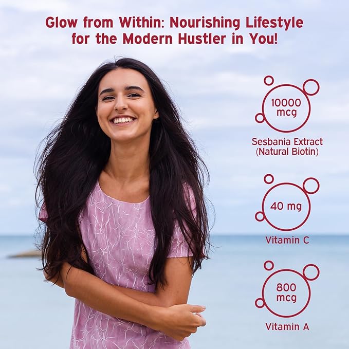 Biotin Gummies for Healthy Hair Skin &amp Nails Growth | with High Potency 10000 mcg of Sesbania Extract Natural BiotinFolic Acid &amp Multivitamins No-Added Sugar Strawberry Flavor|60 Gummy