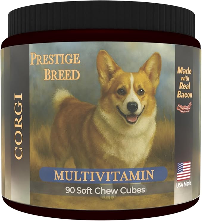 Multivitamins Balanced Nutrition for Your Corgi 90 Count Made in The USA with Real Bacon