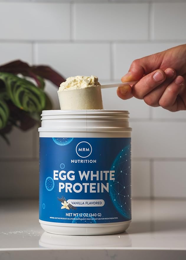MRM Nutrition Egg White Protein - Sugar Free Vanilla Flavored Powder 23g Fat-Free Protein with Digestive Enzymes Free of Dairy Gluten and Soy High Biological Value - 20 Servings