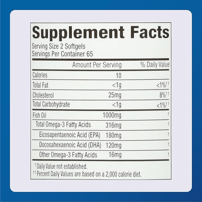 MAJOR Fish Oil 500mg Softgels - Omega-3 Fish Oil Supplement - Dietary Supplement - 130 Count (2 Pack)