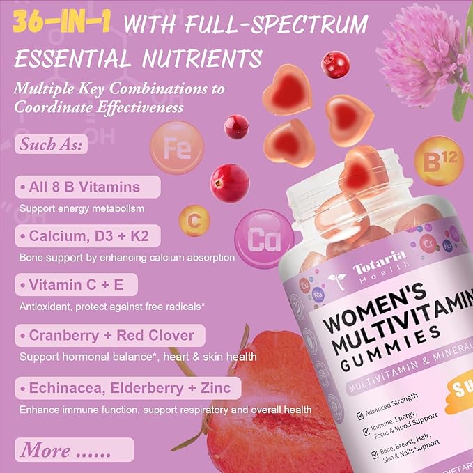 Totaria Probiotic Prebiotic Postbiotics Gummies &amp Multivitamin Gummies for Women Bundle