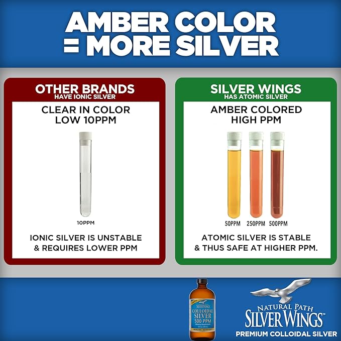 Natural Path Silver Wings Supplement - Colloidal Silver 500 ppm (16 fl.oz / 480 ml) Plus Colloidal Silver 500 ppm (1 fl.oz / 30 ml)