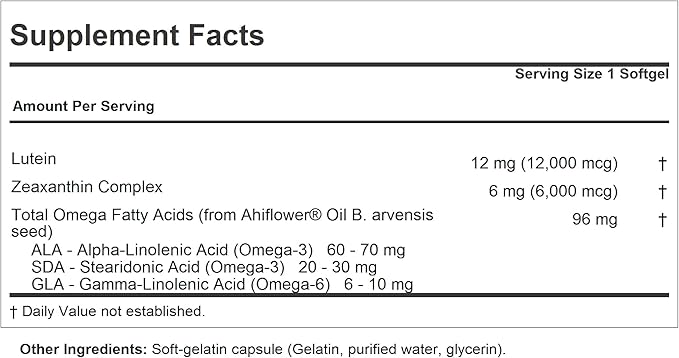 ANDREW LESSMAN Maximum L+Z 240 Softgels - 12mg Lutein 6mg Zeaxanthin Key Nutrients to Support Eye and Brain Health and Promote Healthy Vision. No Additives. Easy to Swallow Softgels