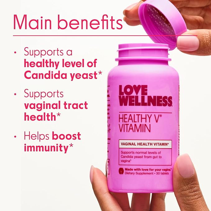 Love Wellness Healthy V Vitamin | Women's Vaginal Health Supplement | pH Balance Gut Health &amp Immune Support Supplement | Balance of Candida Yeast with Turmeric Garlic &amp Coconut Oil | 30 Cou