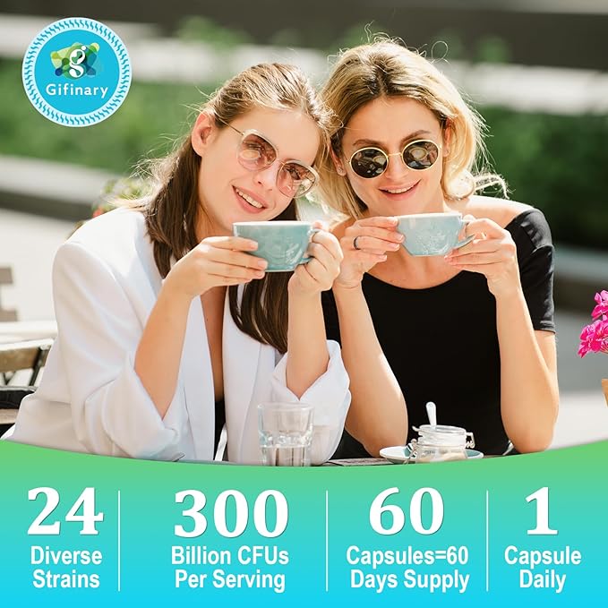 Probiotics for Women &amp Men - 300 Billion CFU 24 Strains Probiotics + 15 Organic Herbs Prebiotics for Digestive Gut Health Immune Constipation Diarrhea &amp Whole-Body Health - 2 Months Suppl