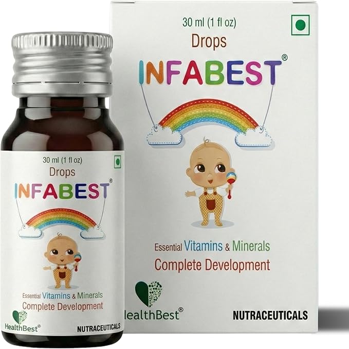 HealthBest Infabest Drops Multivitamins with Vitamin D3 &amp Zinc Kids &amp Toddlers 30 ML