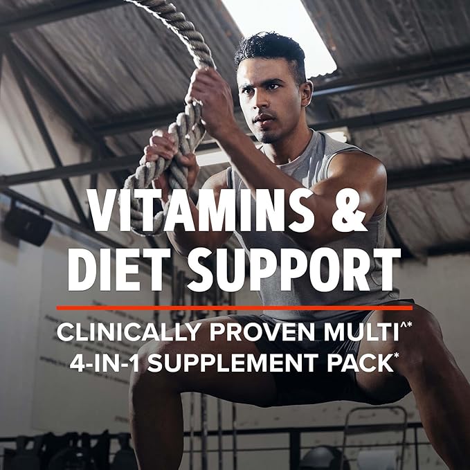 GNC AMP Men’s Ripped Vitapak Program 4 in 1 Product Vitamin Pack Metabolism &amp Lean Muscle Tone Burn Calories Water Shedding Adult Multivitamin Caffeine CLA Proven Ingredients 30-Day Suppl