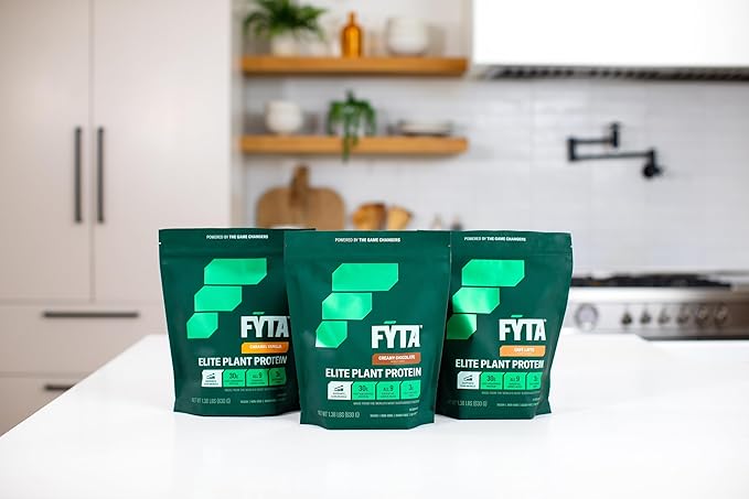 FYTA Vegan Protein Powder - Chocolate Plant Based Protein Powder with Better Taste &amp Texture Than Whey Protein - 30g Non-GMO &amp Dairy Free Protein Powder Vegan for Women &amp Men - Creamy Choc