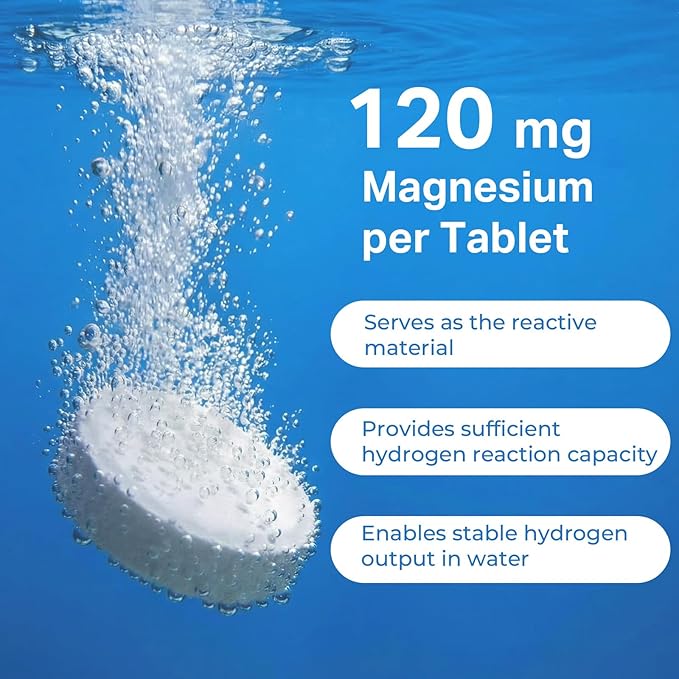 Hydrogen Water Tablets - 12 PPM H2 Molecular Hydrogen - 120 mg Magnesium-Based Reaction System - Supports Antioxidant Defense Cellular Health Energy &amp Brain Function - Non-GMO Unflavored 60 Tab