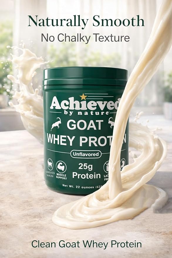 Nature's Diet Achieved Unflavored Instantized Goat Whey Protein Powder from Grass Fed Pasture Raised Goats On Wisconsin Family Farms - 25g Protein per Serving | 20 Servings