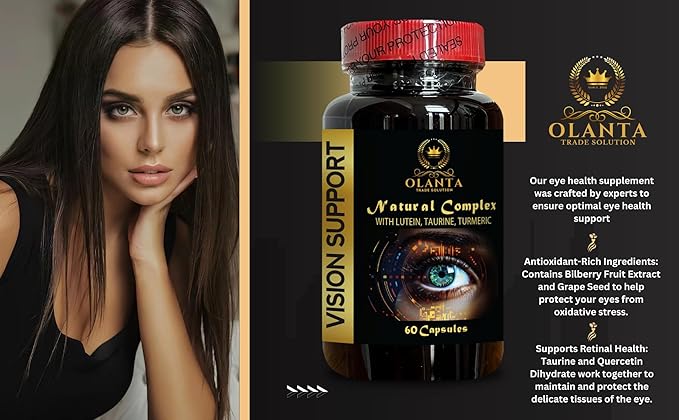 Eye Vitamins with Lutein and Bilberry - VISION SUPPORT NATURAL COMPLEX - Vision Health for Adults with Vitamins C Eye Vitamin Ingredients Eye Health Complex Supplement - 1 Bottle