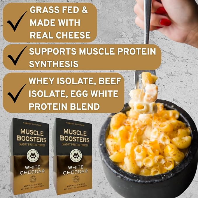Muscle Boosters Savory Protein Powder | 22g Protein per Serving | Whey Isolate Beef Isolate Egg White | Cooking-Friendly Protein Supplement |Pack of 10 Single Servings