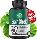 Brain Booster Nootropics - Brain Shield with Ginkgo Biloba Alpha GPC and Bacopa Monnieri Vitamin B12 B3 - Support Focus Memory &amp Clarity Energy &amp Stress Relief. (1)